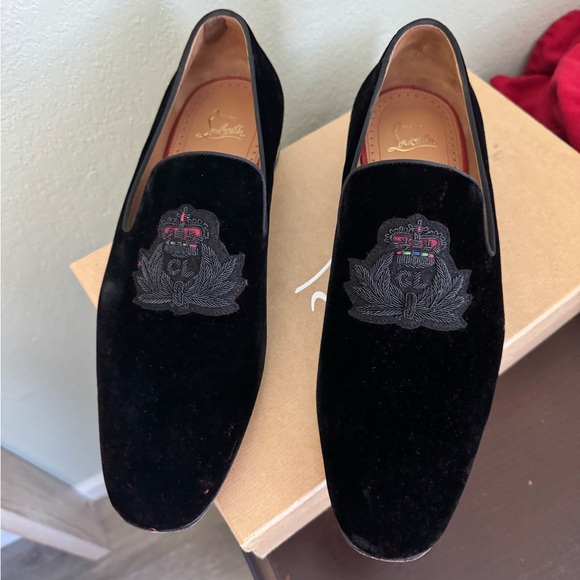 Christian Louboutin Black and Gold Velvet Flats main image 12